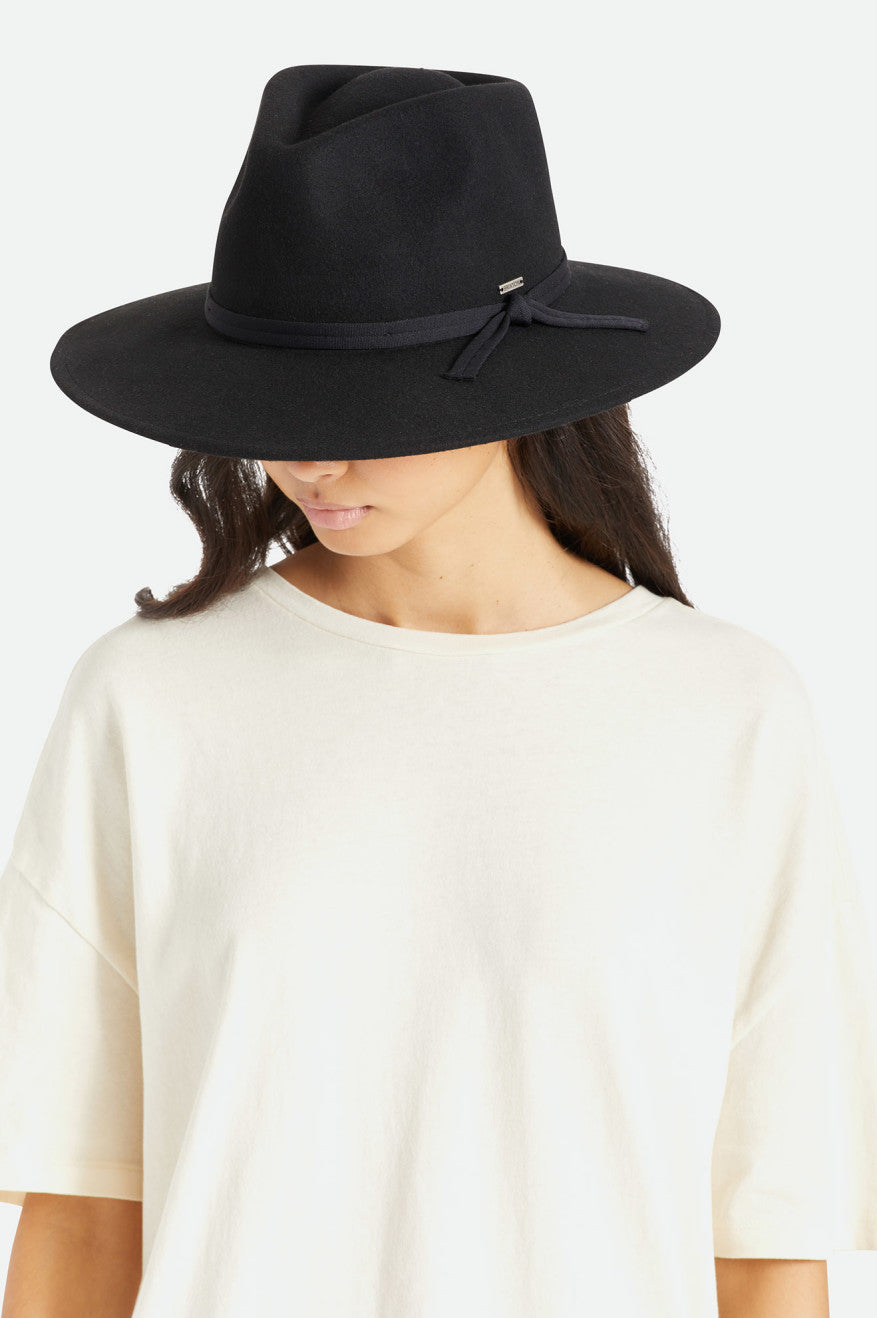 Black Women's Brixton Joanna Felt Packable Hat Hats | 514907-LKM