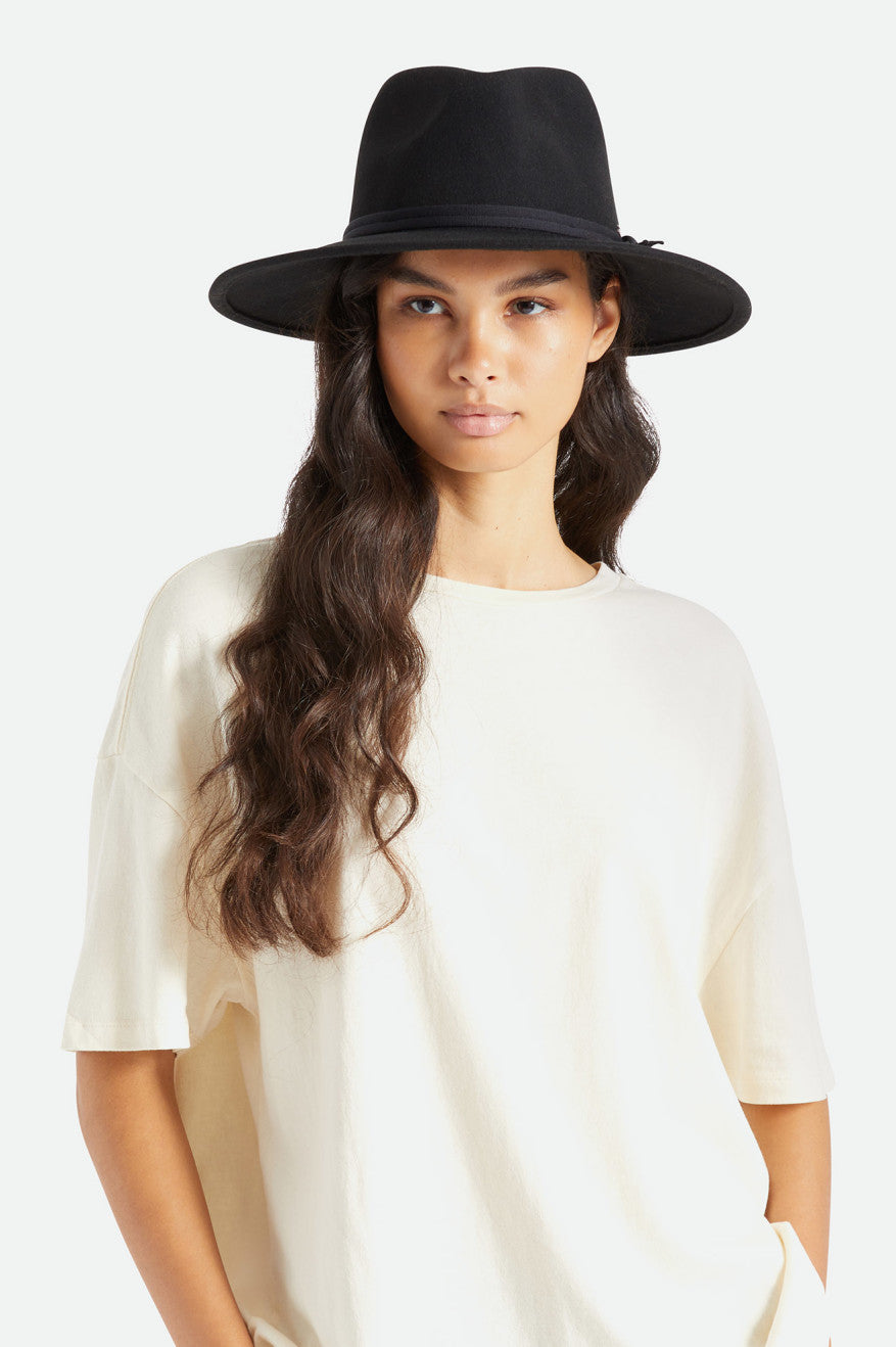 Black Women's Brixton Joanna Felt Packable Hat Hats | 514907-LKM