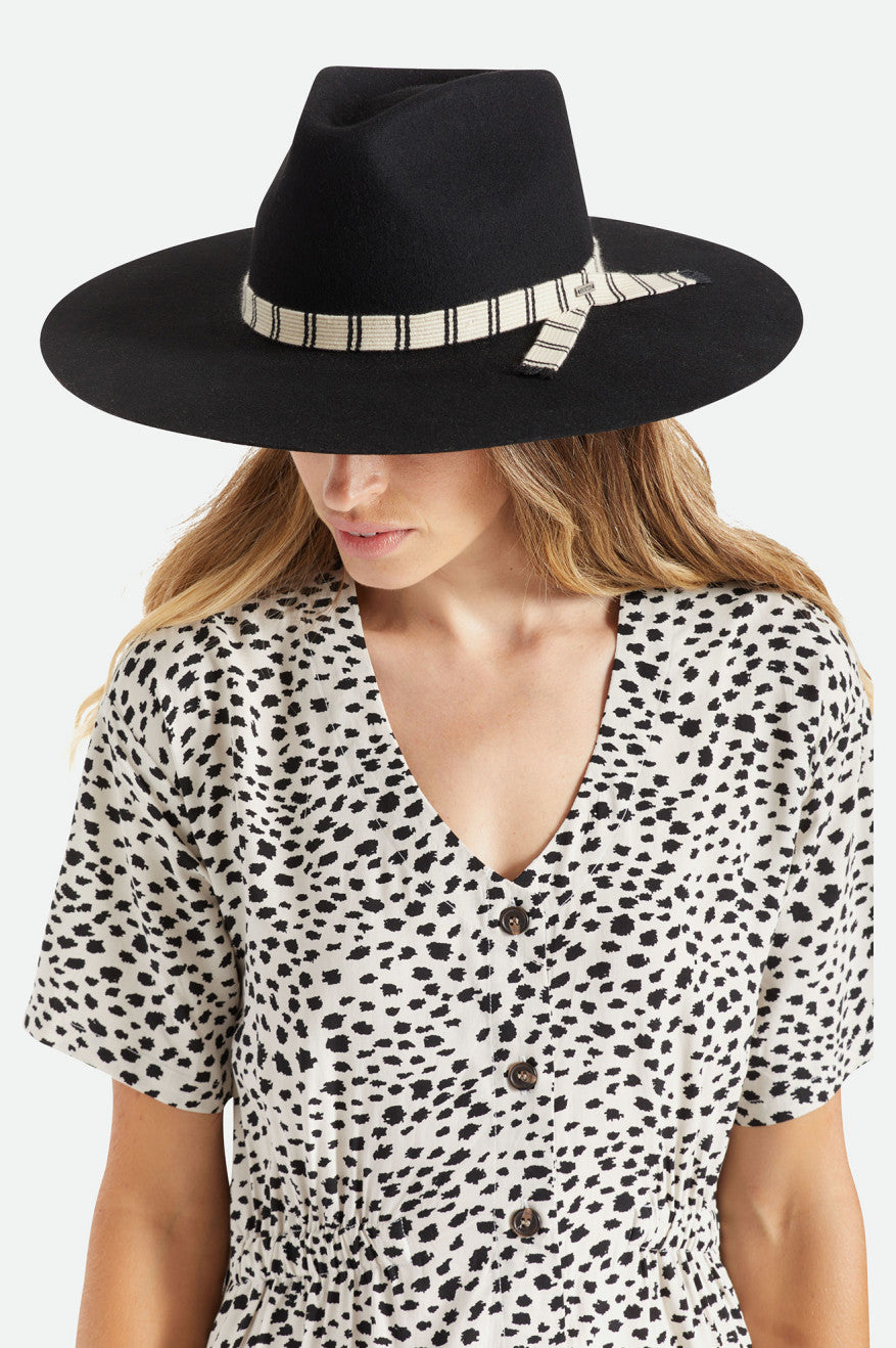 Black Women's Brixton Leigh Felt Fedora Fedoras | 780251-FID