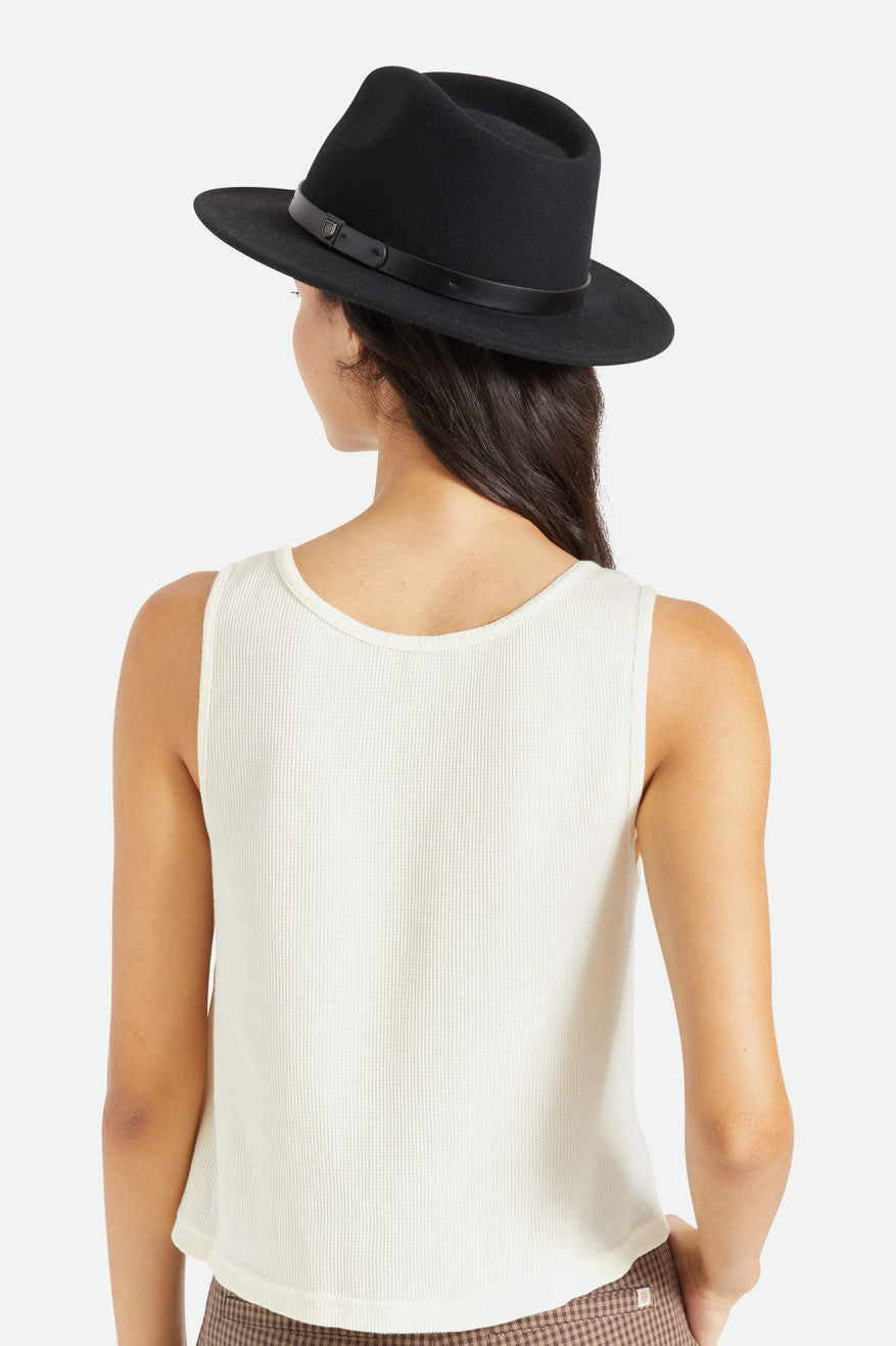 Black Women's Brixton Messer Fedora Fedoras | 169824-XWF