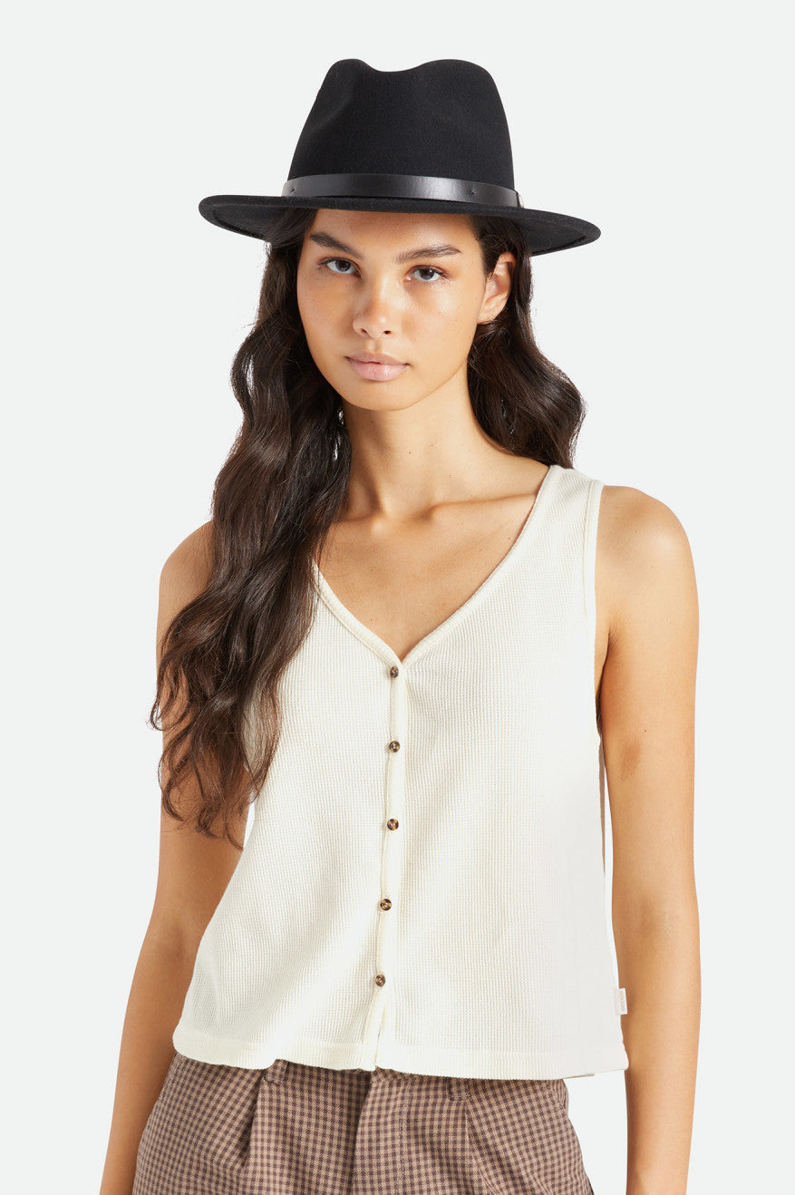 Black Women's Brixton Messer Fedora Fedoras | 169824-XWF