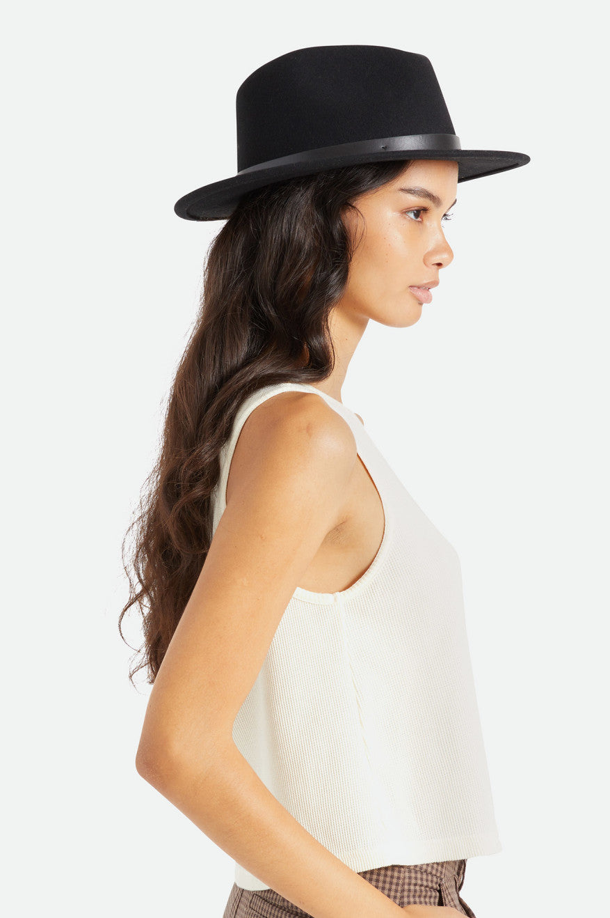 Black Women's Brixton Messer Fedora Fedoras | 169824-XWF