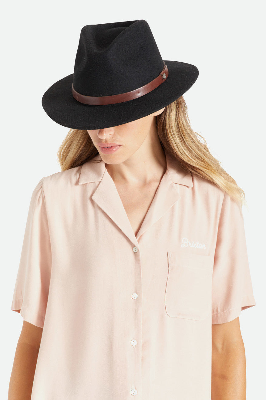 Black Women's Brixton Messer Fedora Fedoras | 960472-VEA