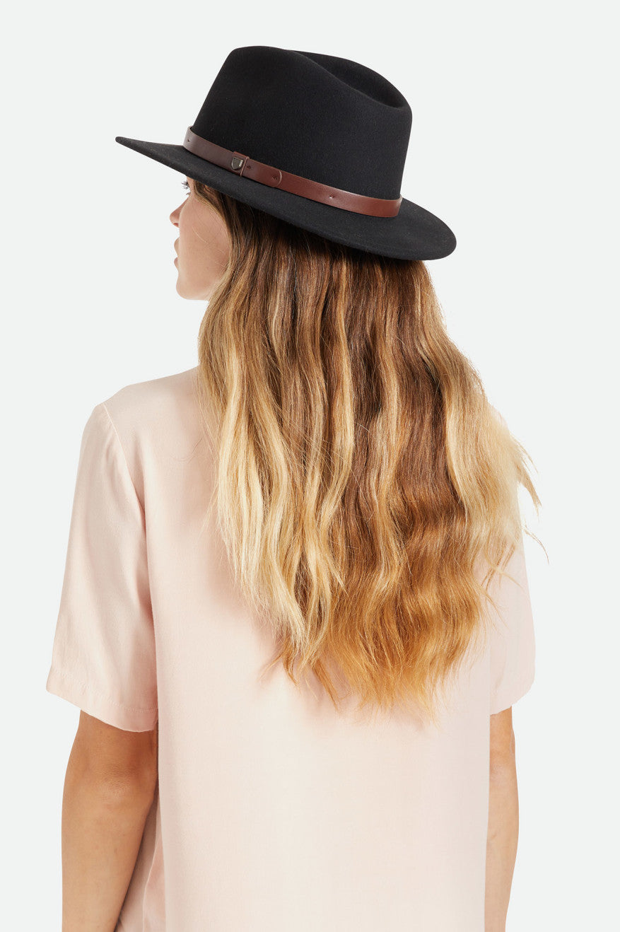 Black Women's Brixton Messer Fedora Fedoras | 960472-VEA