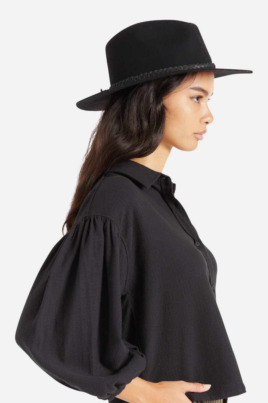 Black Women's Brixton Messer Western Fedora Fedoras | 746591-QSY