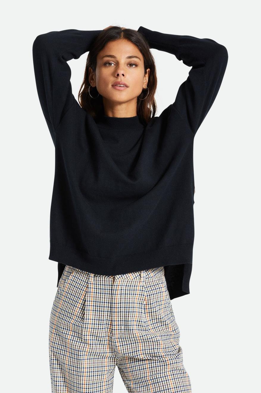 Black Women\'s Brixton Reserve Oversized Cashmere Sweater Tops | 368721-QBX