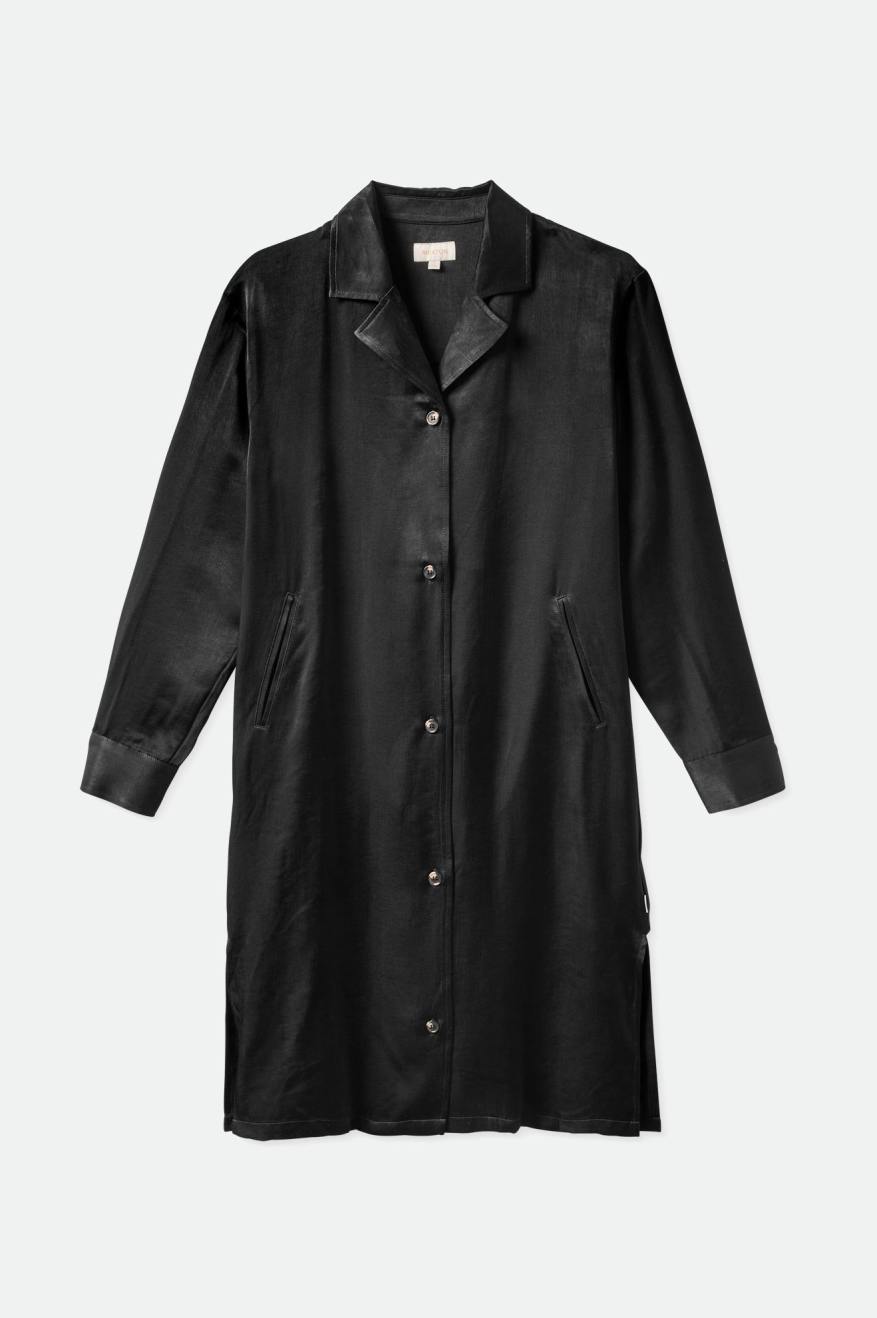 Black Women's Brixton Satin Blazer Shirt Dress | 264819-PAG