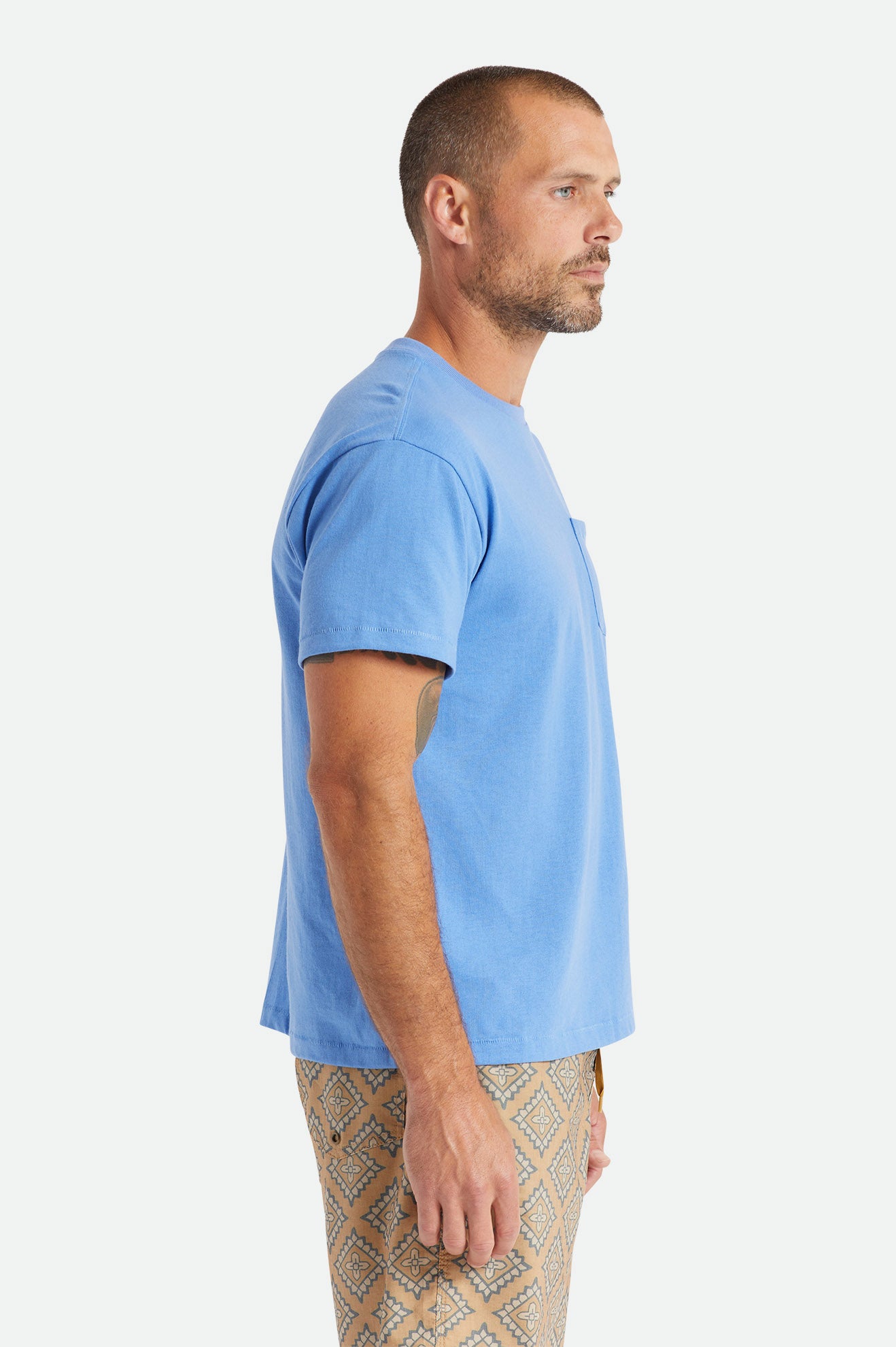 Blue Men's Brixton Basic S/S Pocket Tops | 275389-ZVF