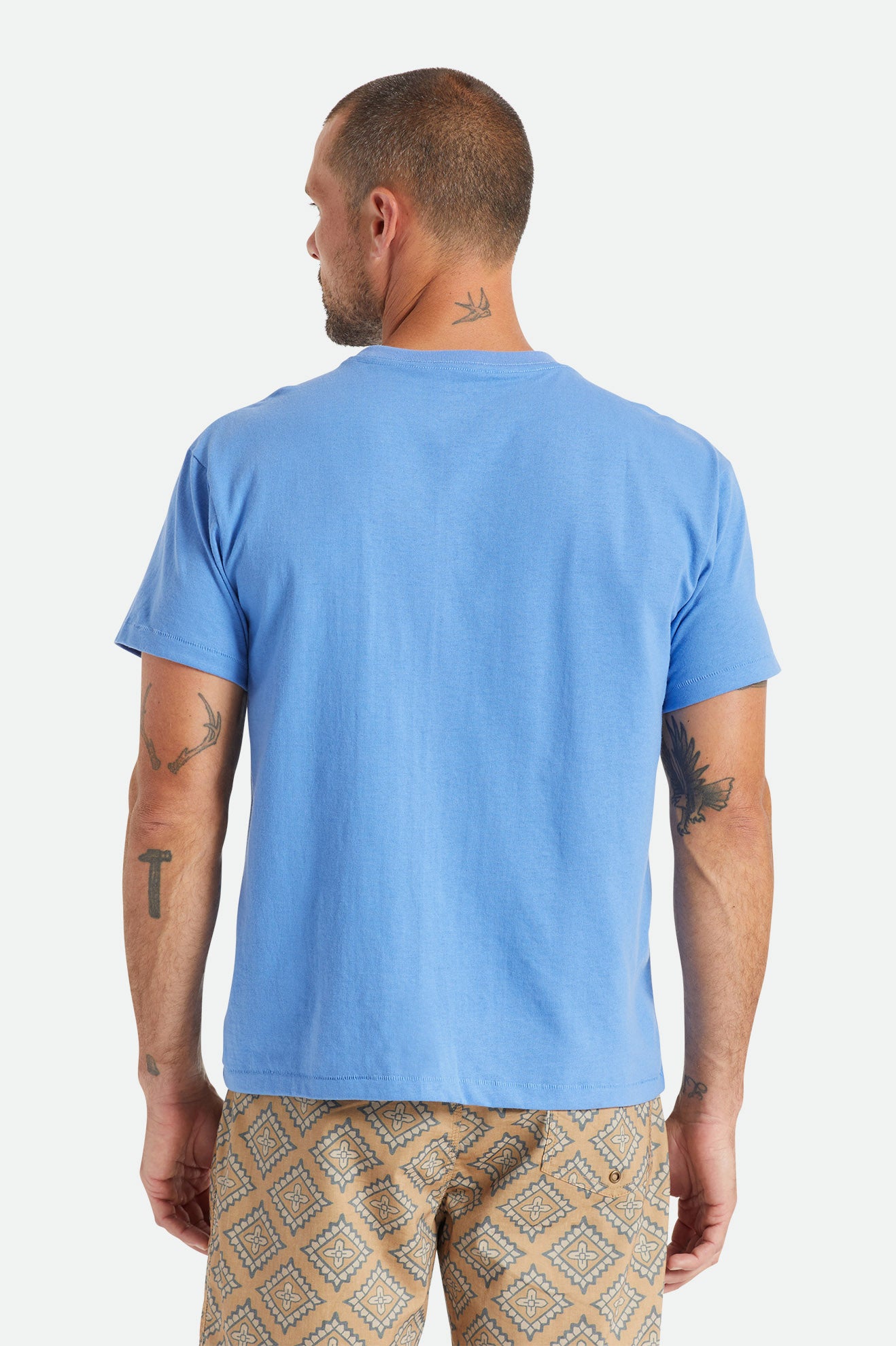 Blue Men's Brixton Basic S/S Pocket Tops | 275389-ZVF