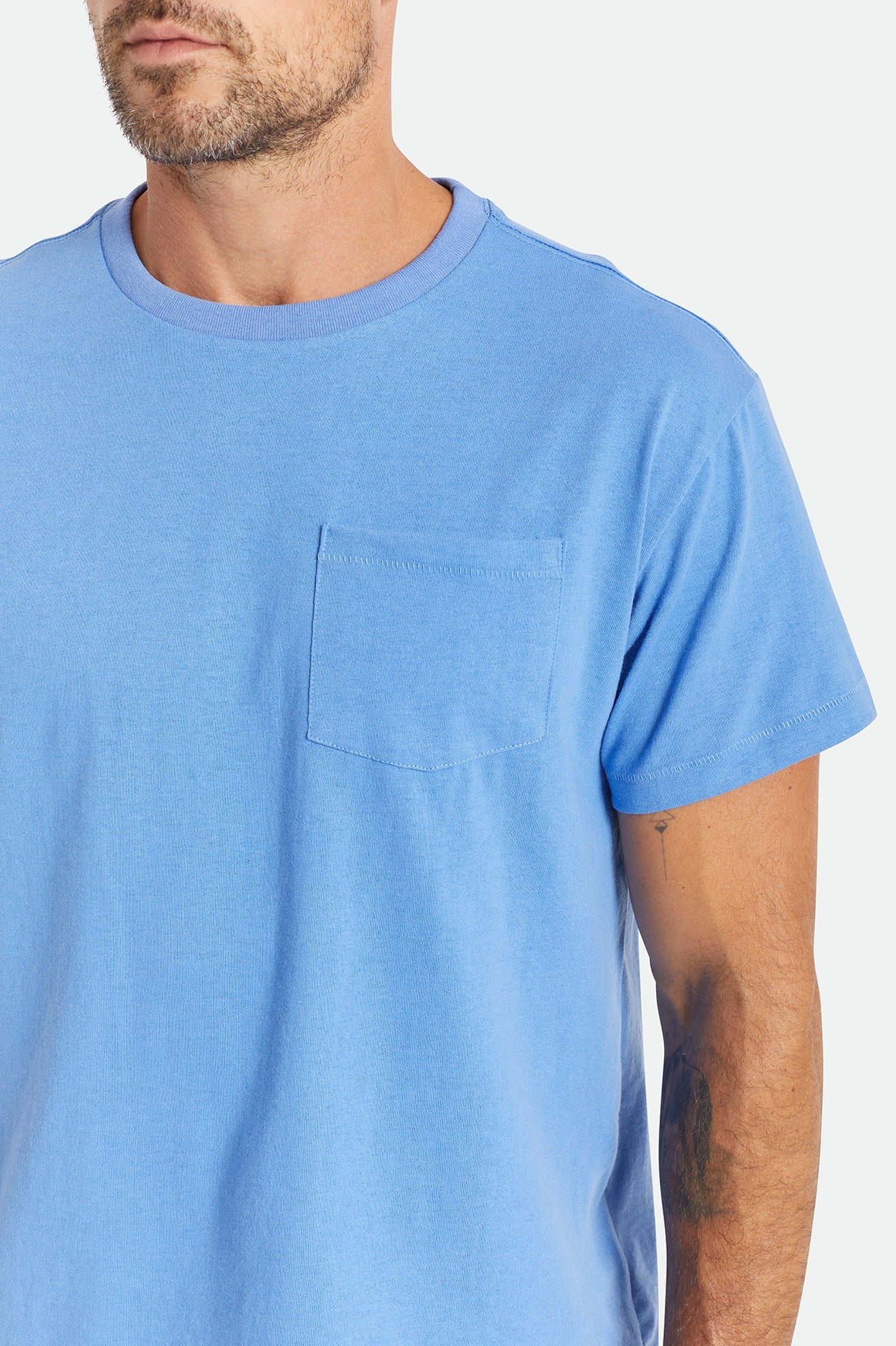 Blue Men's Brixton Basic S/S Pocket Tops | 275389-ZVF