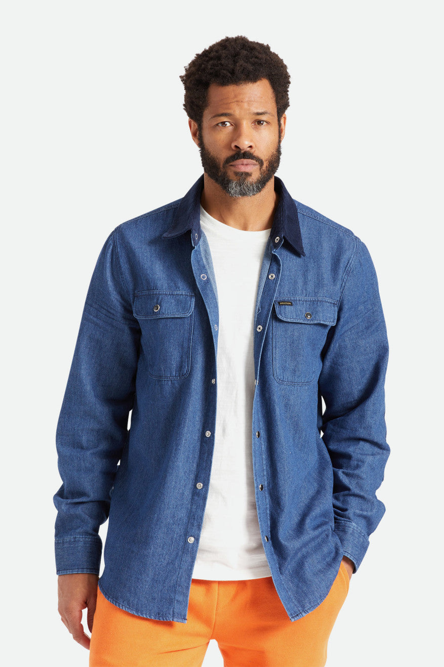 Blue Men's Brixton Bowery Reserve L/S Woven Wovens | 349658-WUL