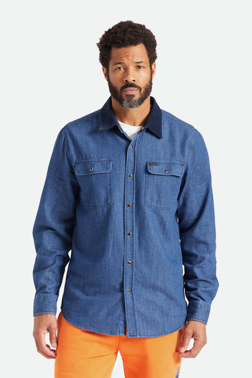 Blue Men\'s Brixton Bowery Reserve L/S Woven Wovens | 349658-WUL