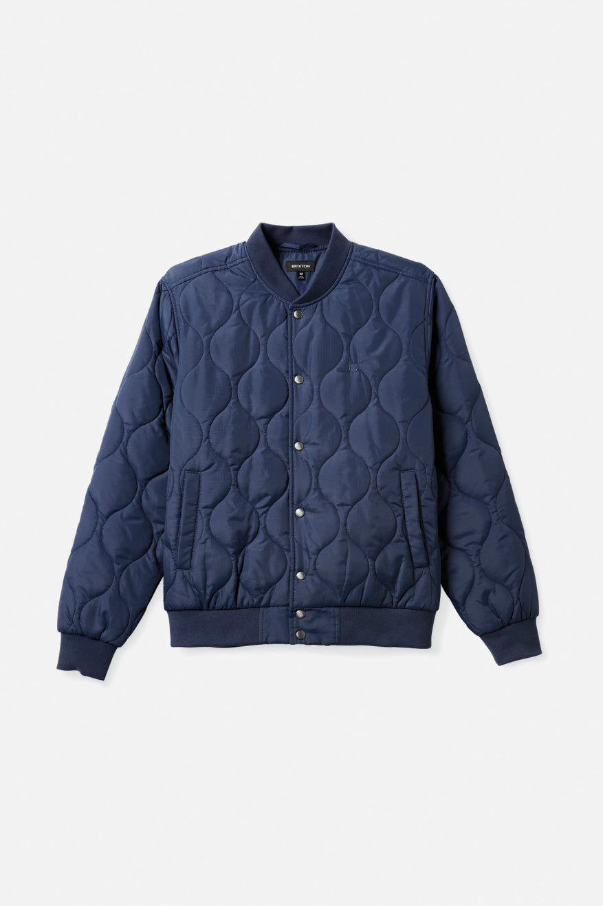 Blue Men's Brixton Dillinger Quilted Bomber Jackets | 641237-AGM