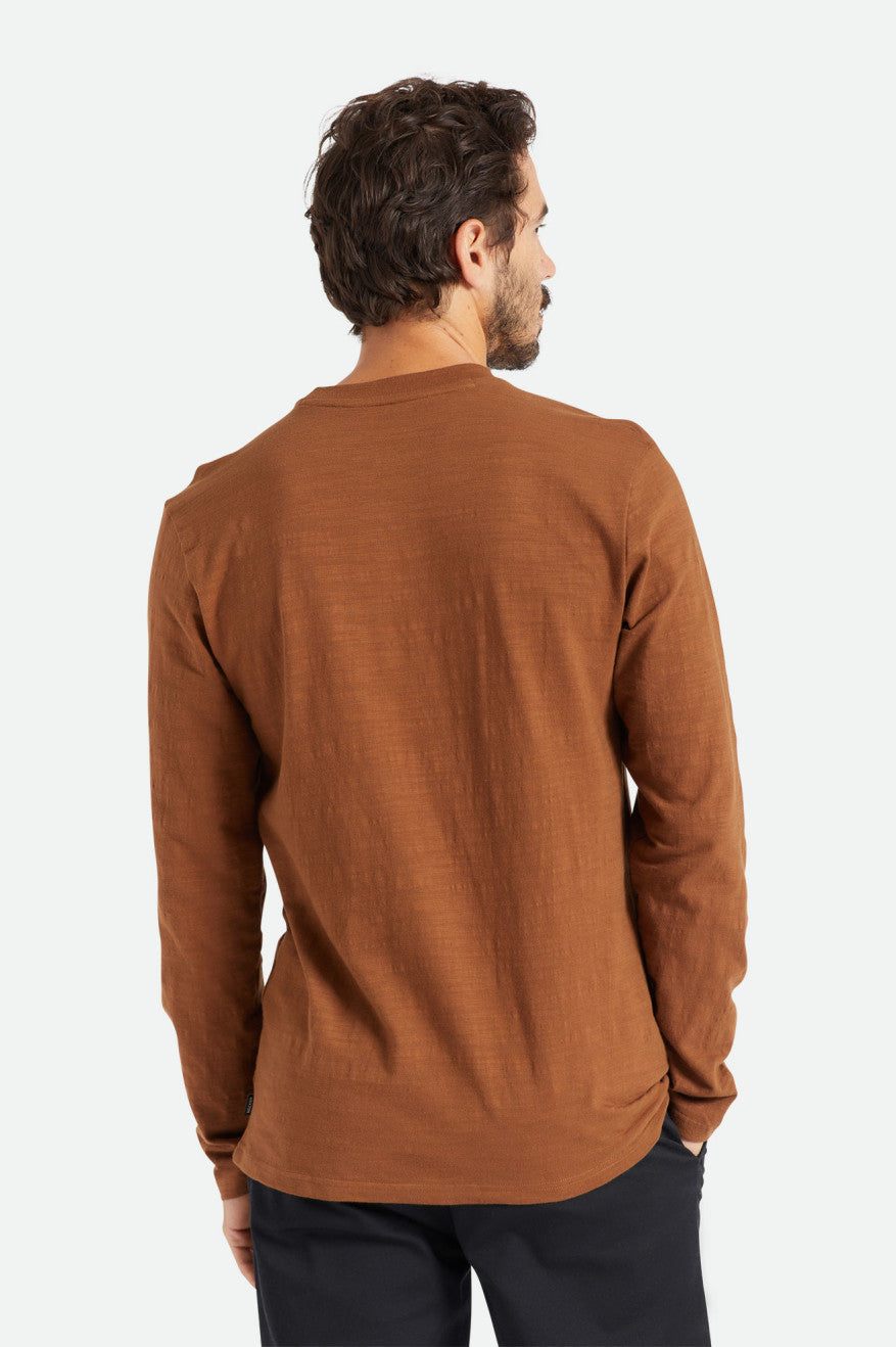 Brown Men's Brixton Basic Slub L/S Pocket Tops | 958720-KVX