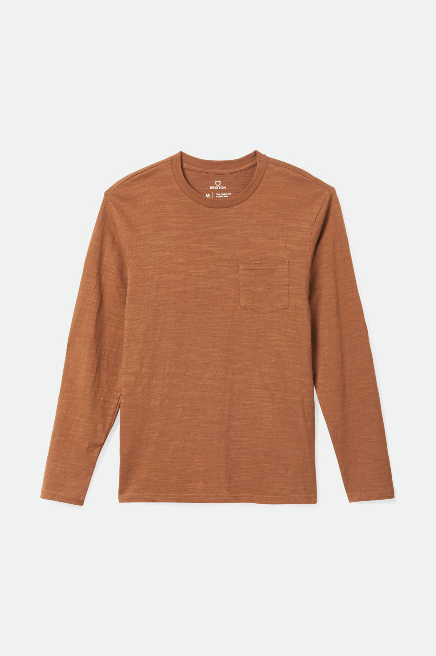 Brown Men's Brixton Basic Slub L/S Pocket Tops | 958720-KVX