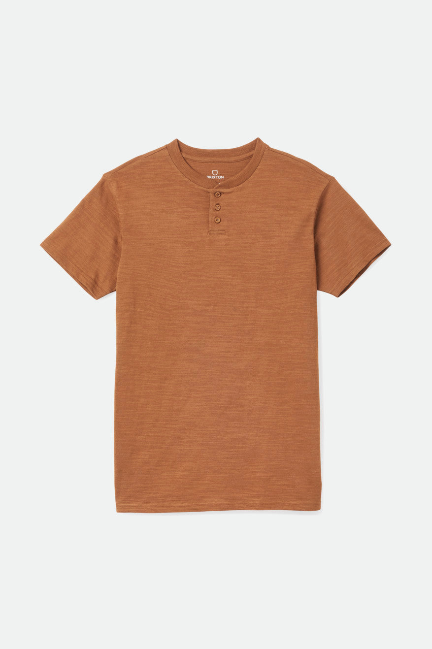 Brown Men's Brixton Basic Slub S/S Henley Knitwear | 012854-PID