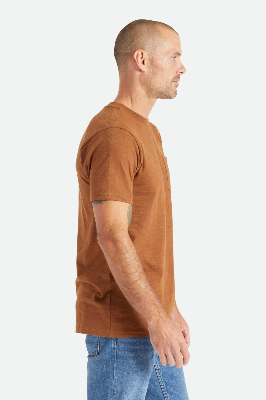 Brown Men's Brixton Basic Slub S/S Pocket Tops | 160357-UQB