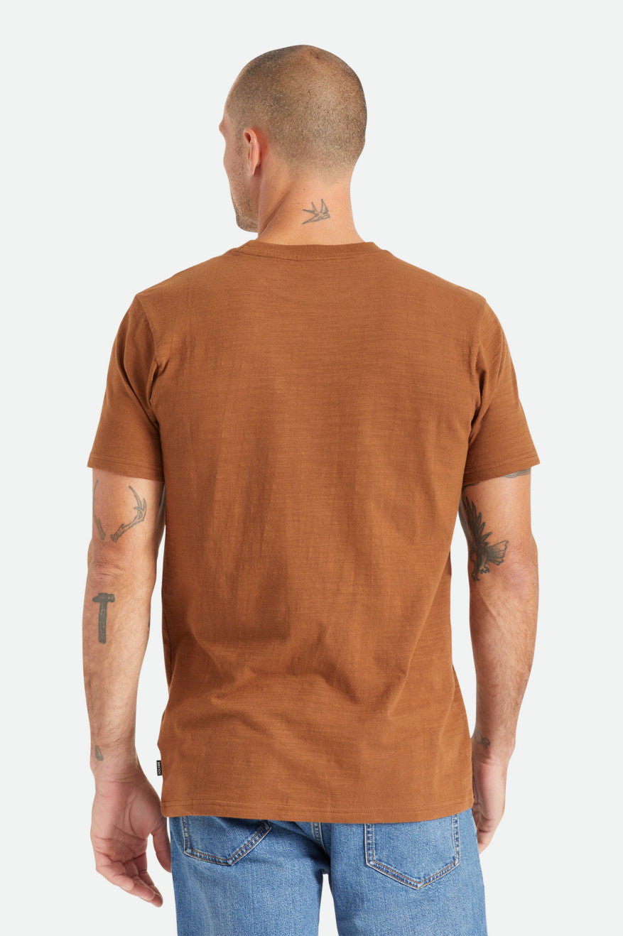 Brown Men's Brixton Basic Slub S/S Pocket Tops | 160357-UQB