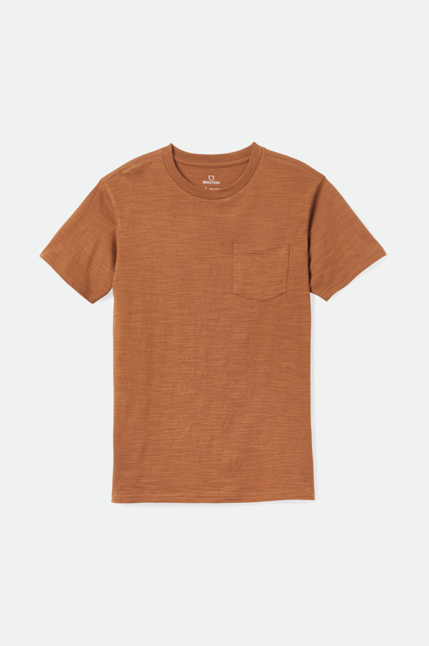 Brown Men's Brixton Basic Slub S/S Pocket Tops | 160357-UQB