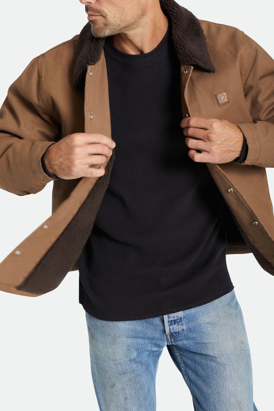 Brown Men's Brixton Beta Sherpa Lined Coaches Jackets | 732490-SPI