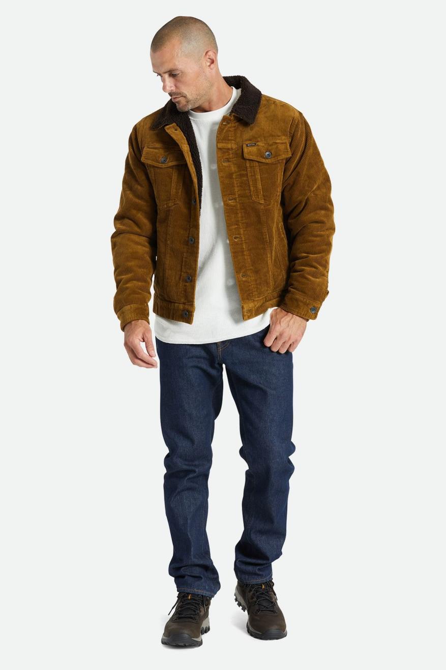 Brown Men's Brixton Cable Sherpa Lined Trucker Jackets | 839210-VSQ