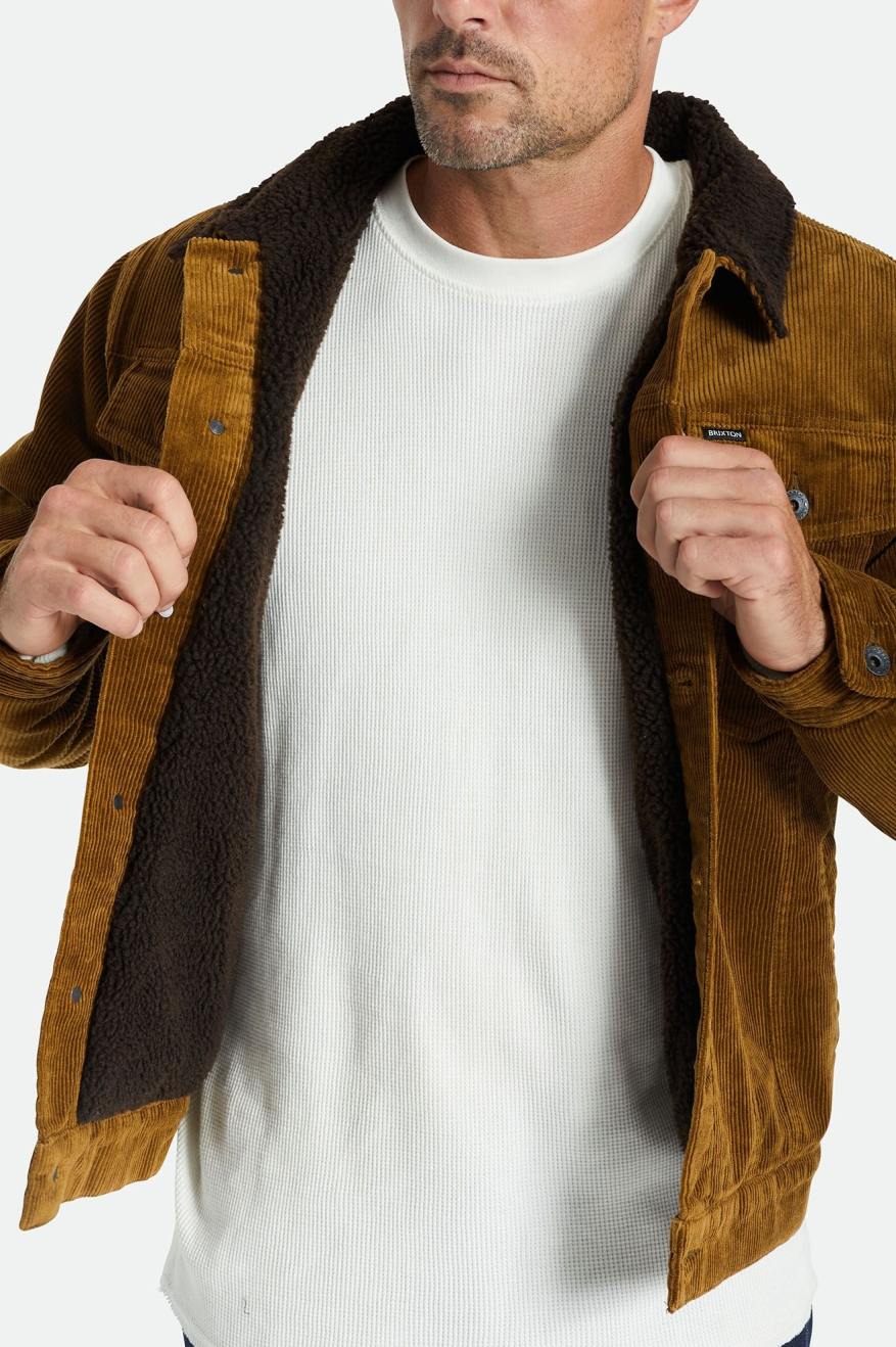 Brown Men's Brixton Cable Sherpa Lined Trucker Jackets | 839210-VSQ