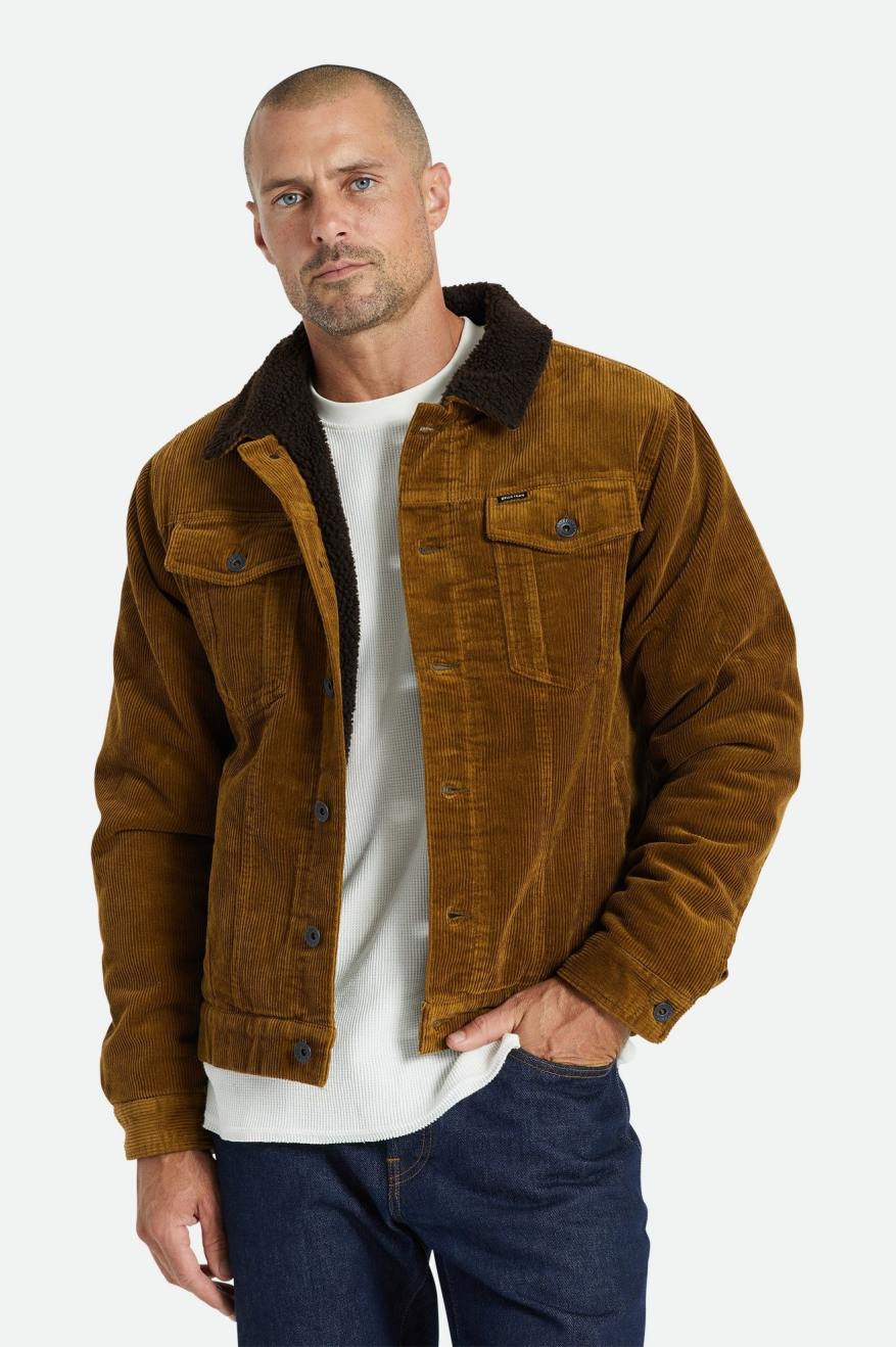 Brown Men\'s Brixton Cable Sherpa Lined Trucker Jackets | 839210-VSQ