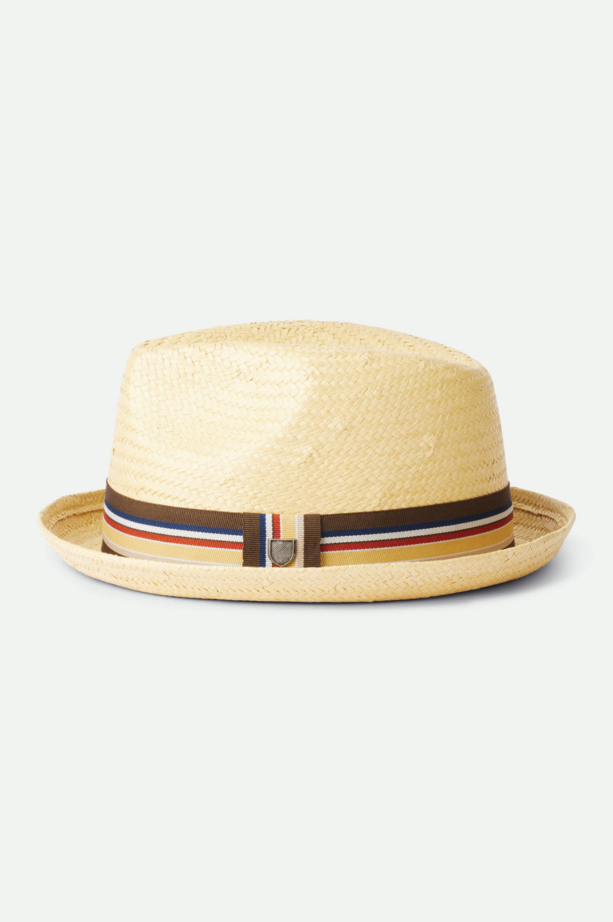 Brown Men's Brixton Castor Straw Fedoras | 183047-ARQ