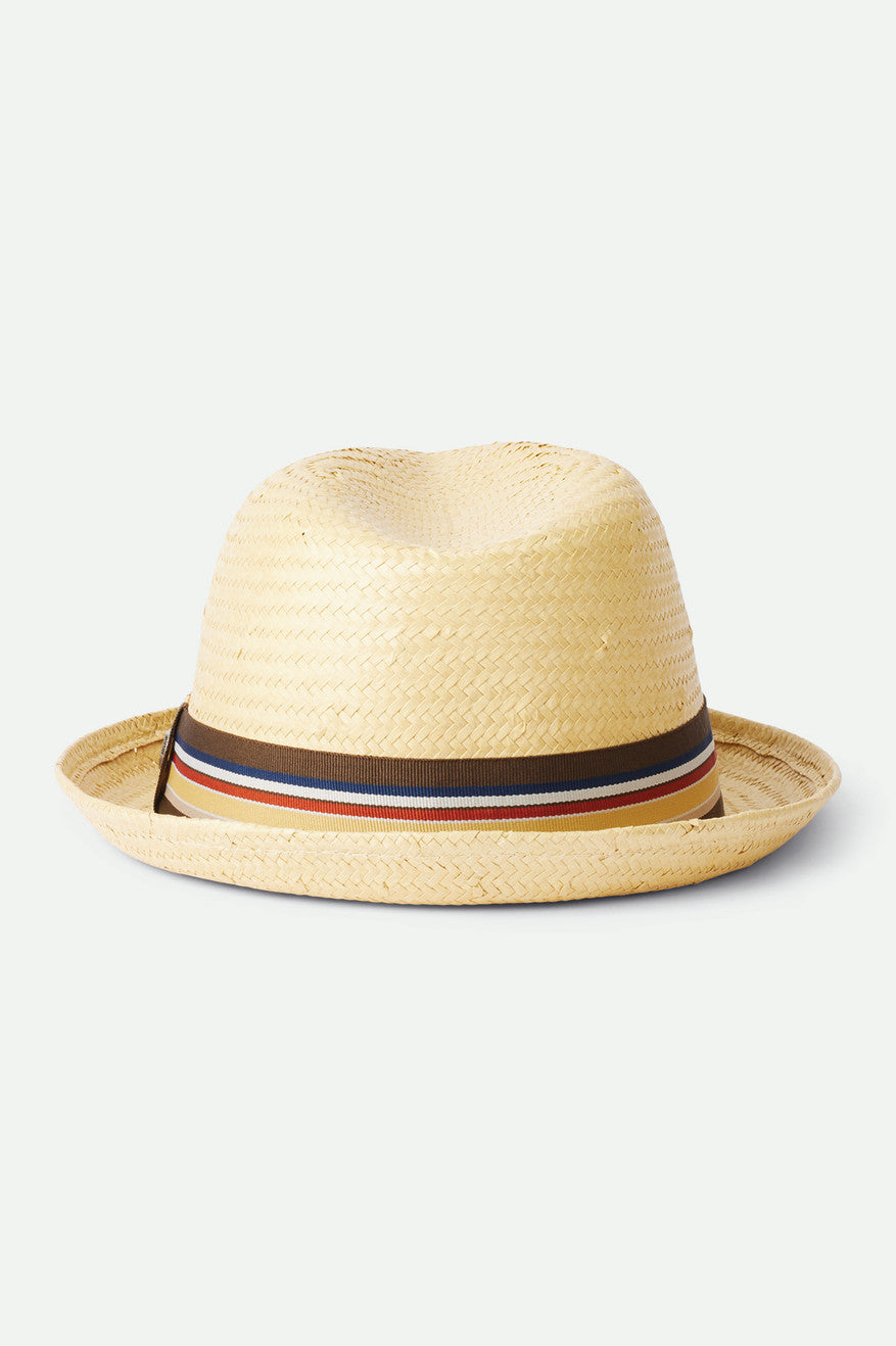 Brown Men's Brixton Castor Straw Fedoras | 183047-ARQ