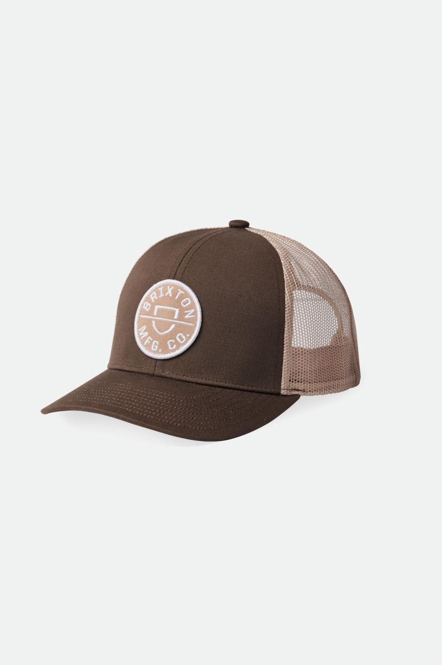 Brown Men\'s Brixton Crest NetPlus MP Mesh Cap Caps | 071569-MZF