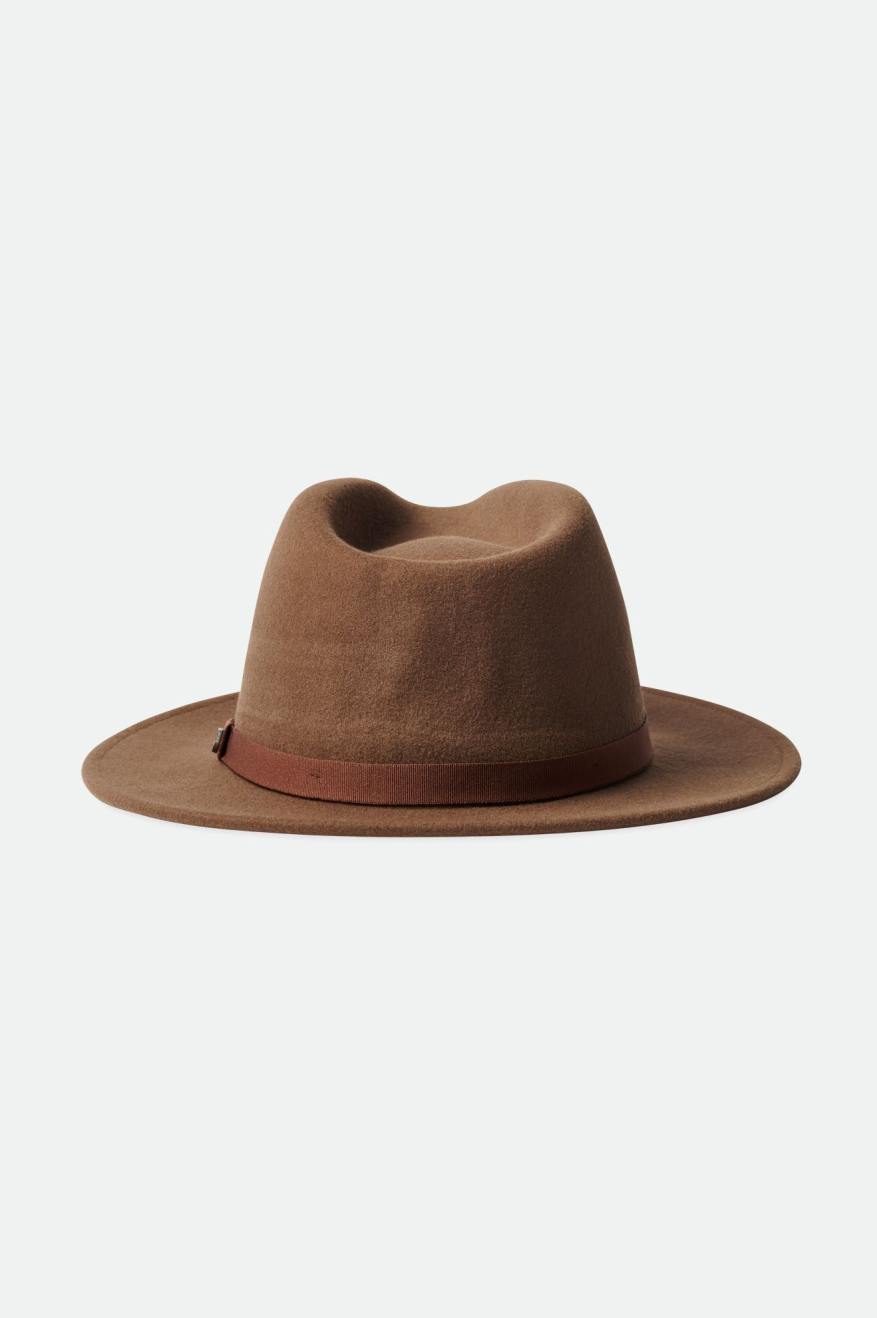 Brown Men's Brixton Messer Packable Fedoras | 179682-PJT