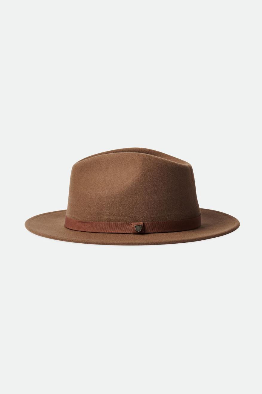 Brown Men's Brixton Messer Packable Fedoras | 179682-PJT