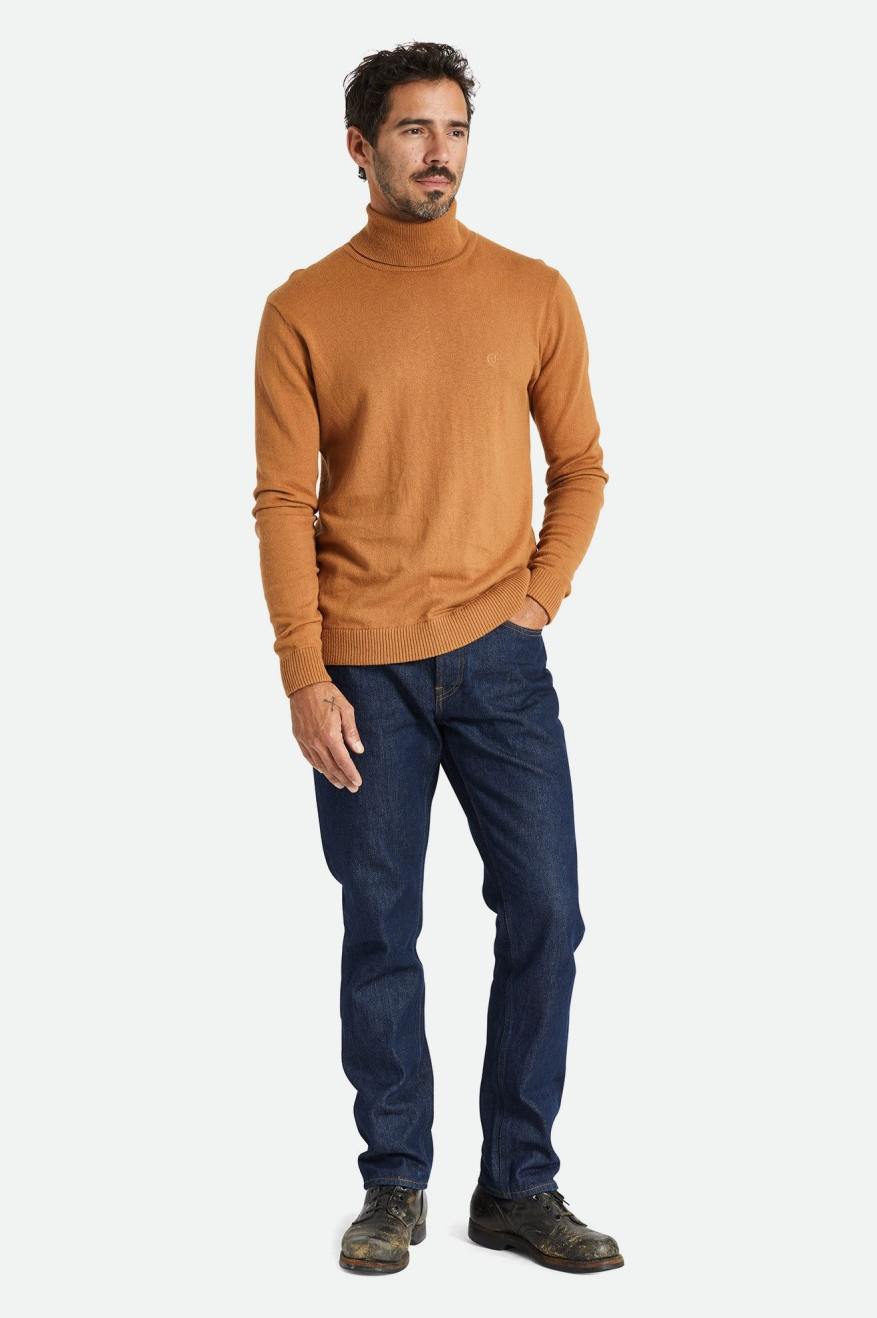 Brown Men's Brixton Reserve Cashmere L/S Turtleneck Knitwear | 093476-INQ