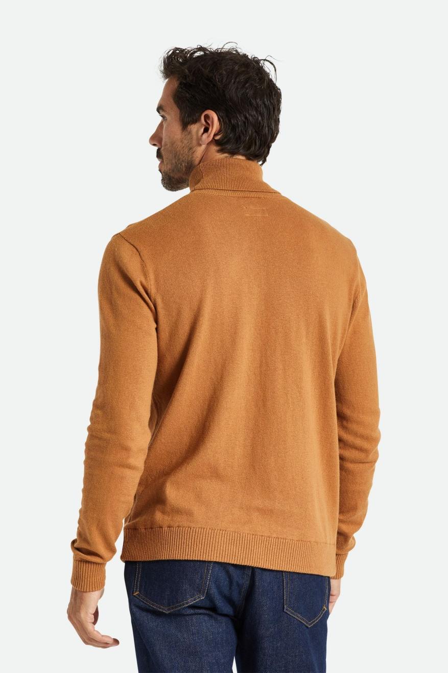 Brown Men's Brixton Reserve Cashmere L/S Turtleneck Knitwear | 093476-INQ