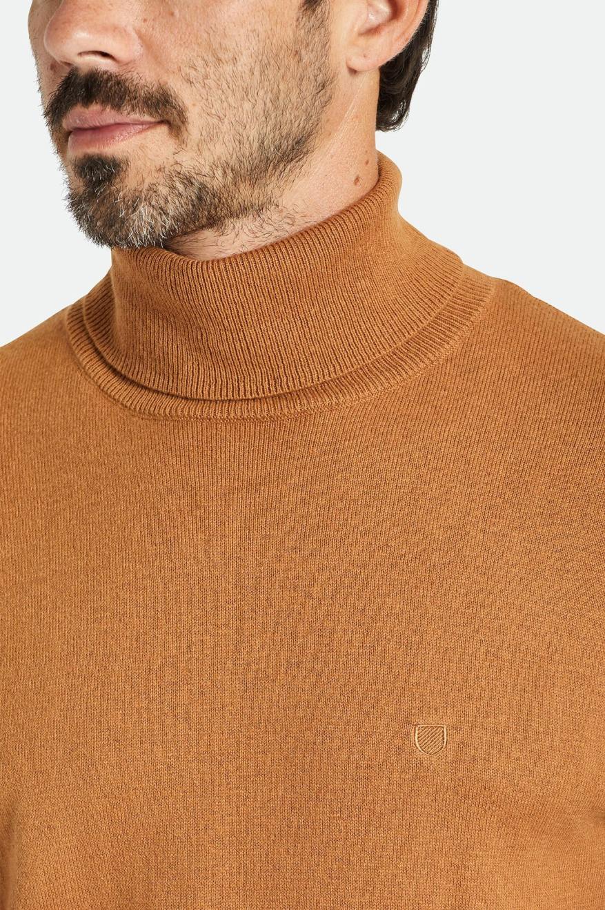 Brown Men's Brixton Reserve Cashmere L/S Turtleneck Knitwear | 093476-INQ