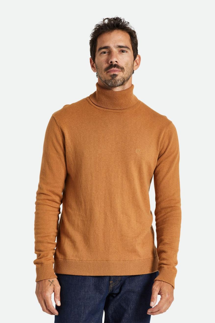 Brown Men\'s Brixton Reserve Cashmere L/S Turtleneck Knitwear | 093476-INQ