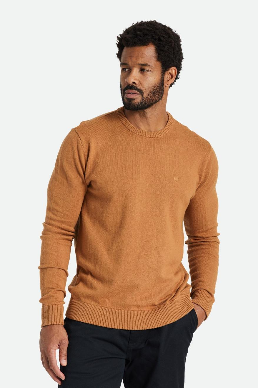 Brown Men\'s Brixton Reserve Cashmere Sweater Knitwear | 198463-PAM