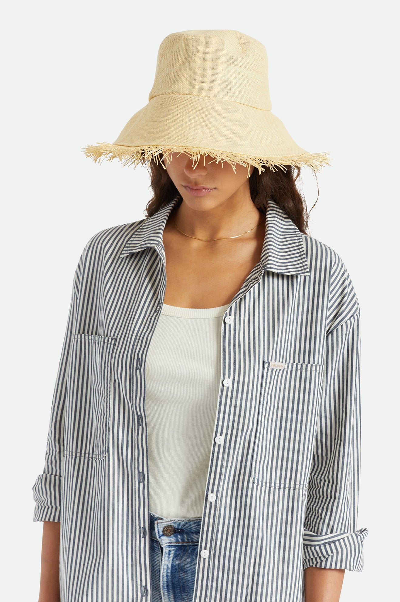 Brown Women's Brixton Alice Bucket Straw Hats | 123597-WQB