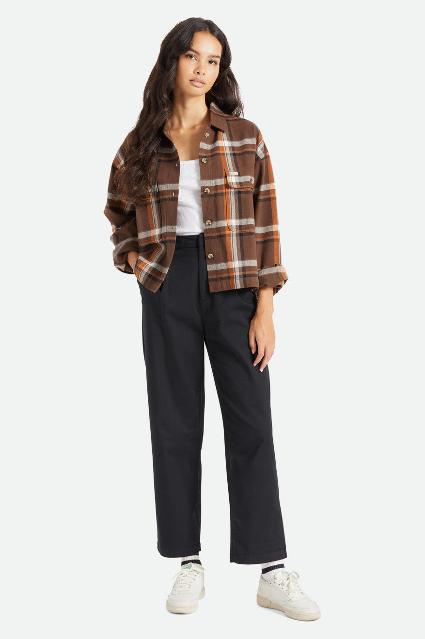 Brown Women's Brixton Bowery L/S Flannels | 348902-TFO