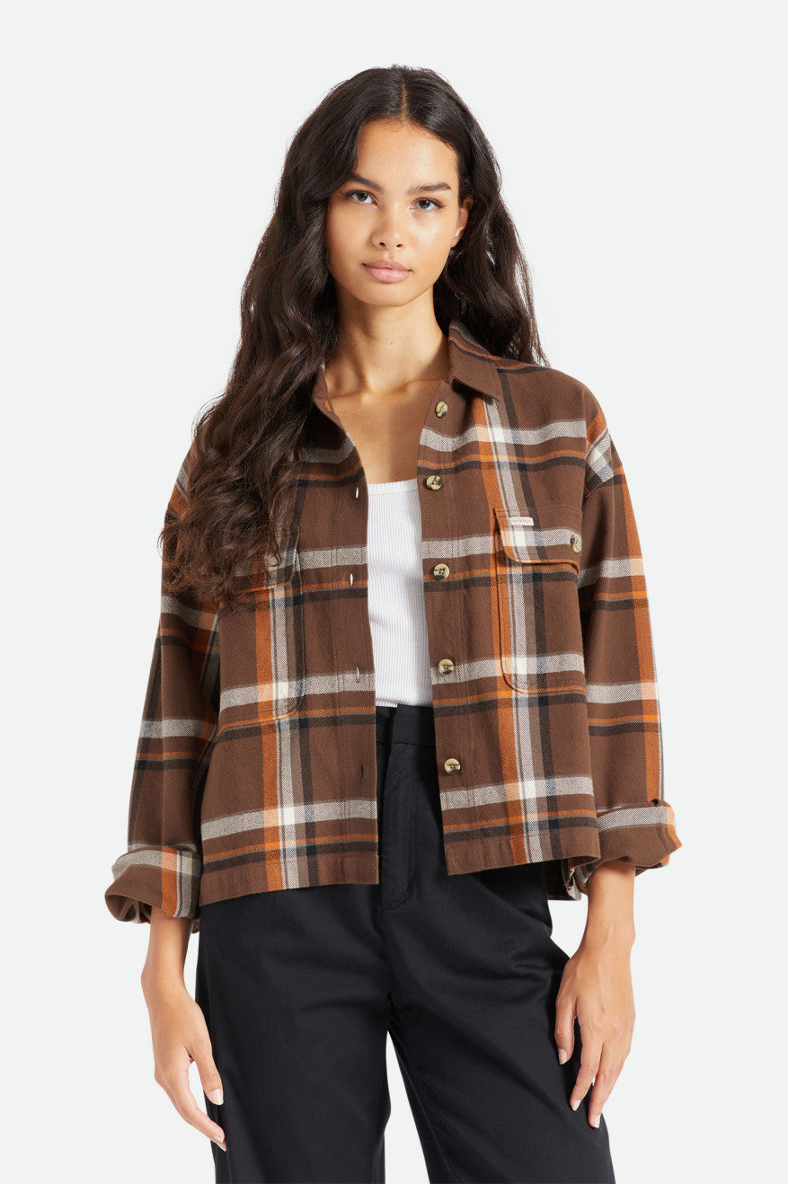 Brown Women's Brixton Bowery L/S Flannels | 348902-TFO