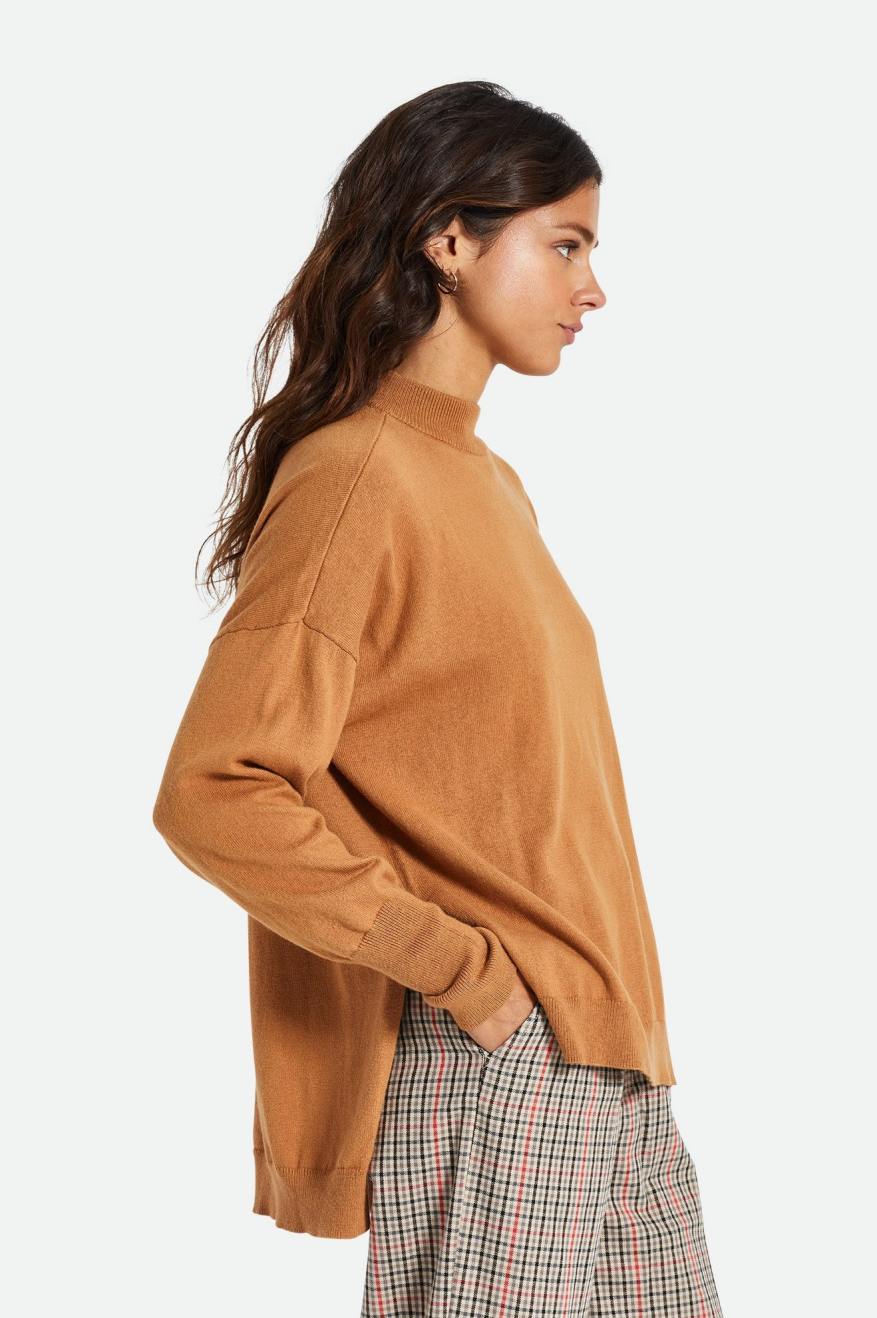 Brown Women's Brixton Reserve Oversized Cashmere Sweaters | 563217-NCF