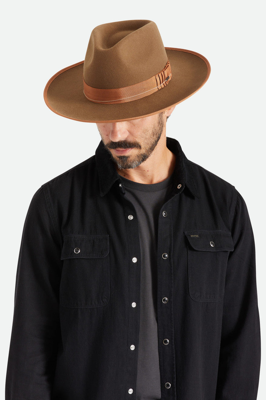 Coffee Men's Brixton Reno Fedoras | 174528-BSP