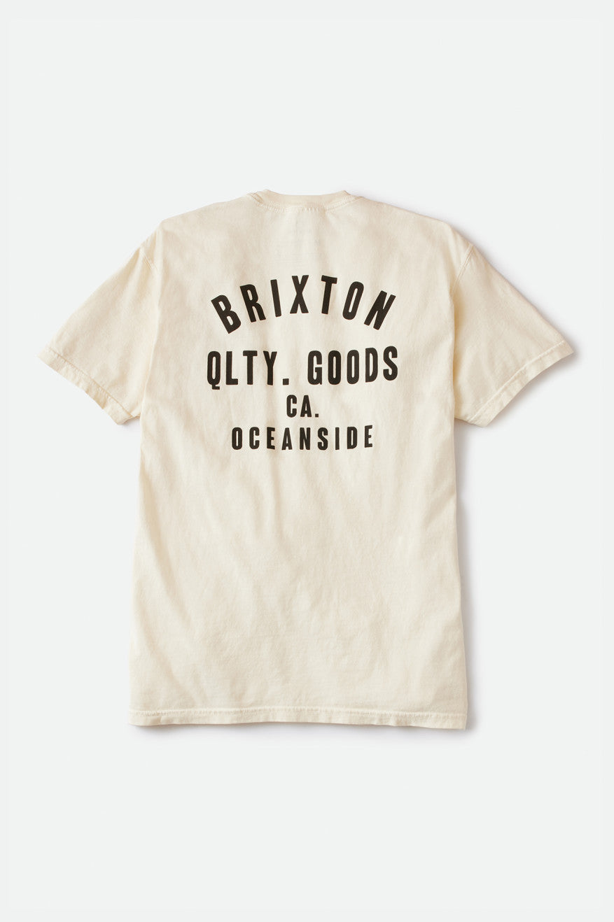 Cream / Black Men's Brixton Woodburn Oceanside S/S Standard Tops | 104579-RQJ