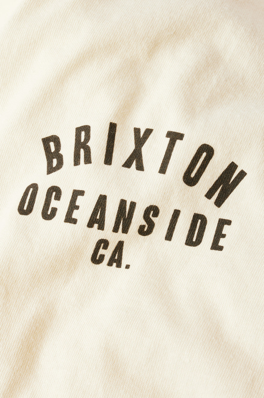 Cream / Black Men's Brixton Woodburn Oceanside S/S Standard Tops | 104579-RQJ