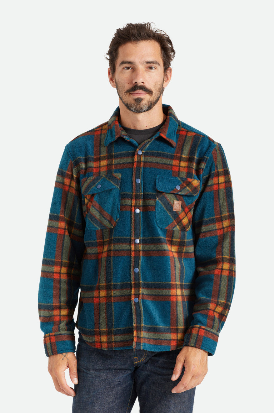 Deep Blue Men\'s Brixton Bowery L/S Arctic Stretch Fleece Flannels | 076583-DSB