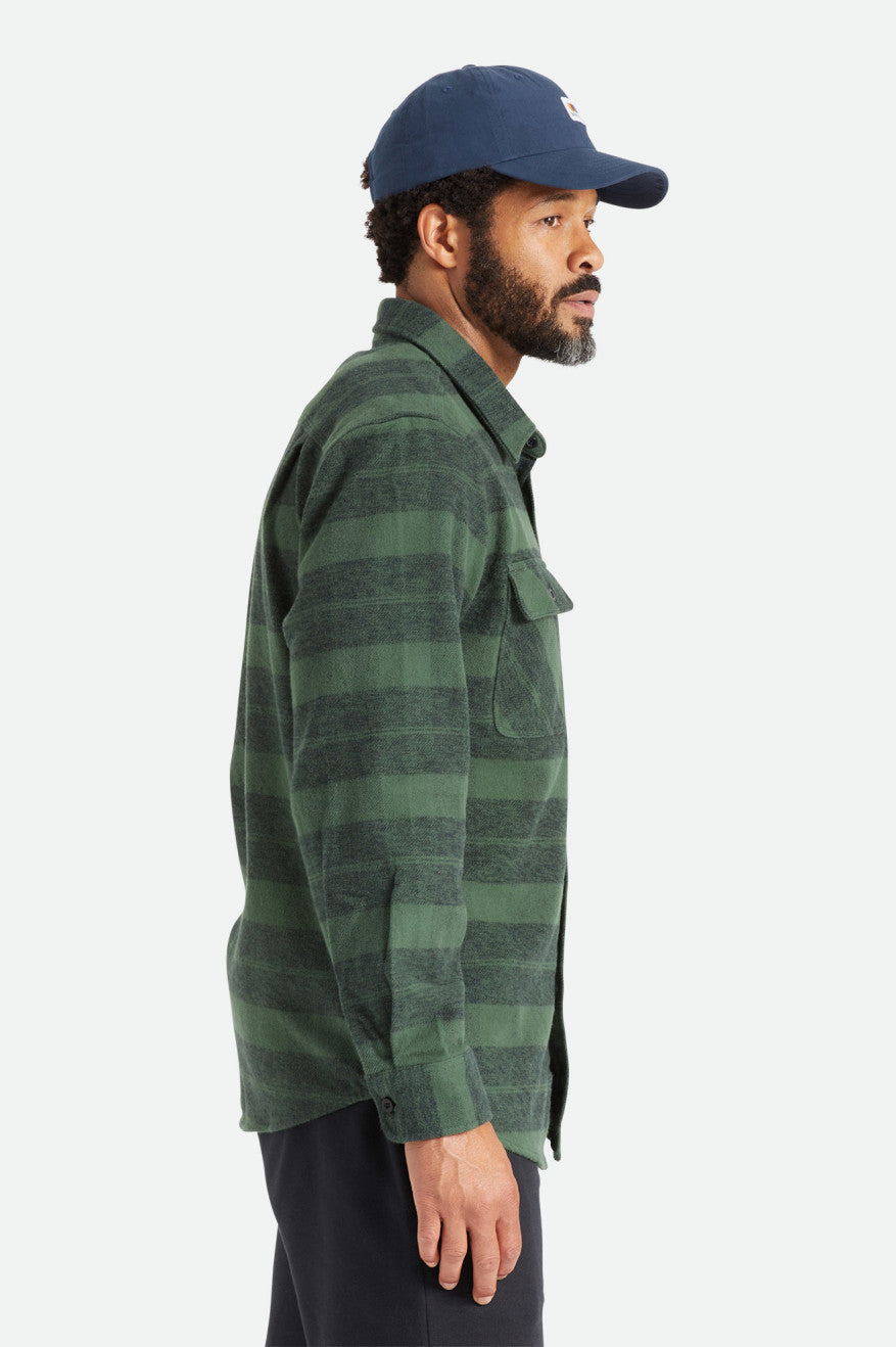 Green Men's Brixton Bowery Heavy Weight L/S Flannels | 079516-EFW