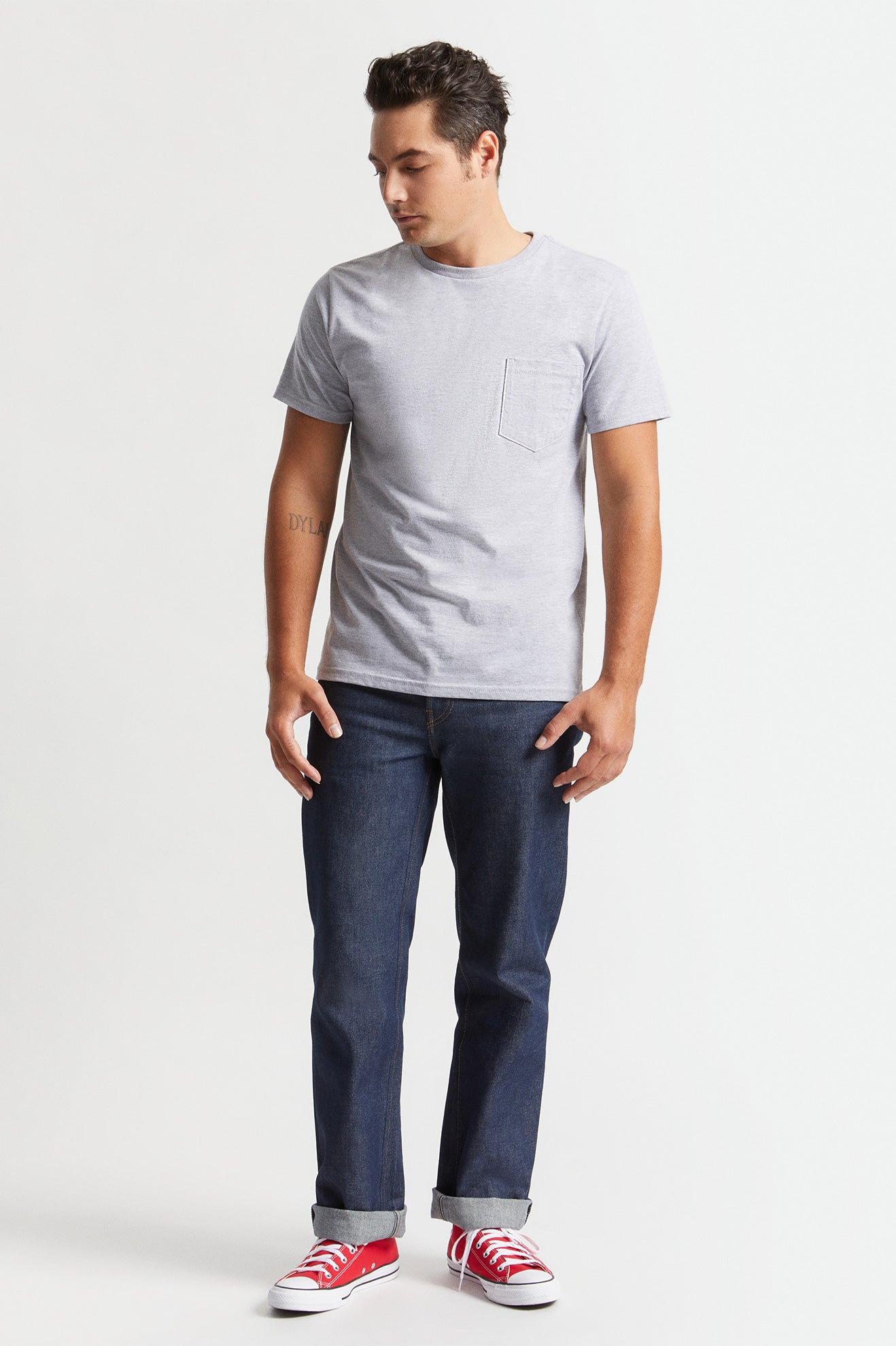 Grey Men's Brixton Basic S/S Pocket Tops | 920715-OQW