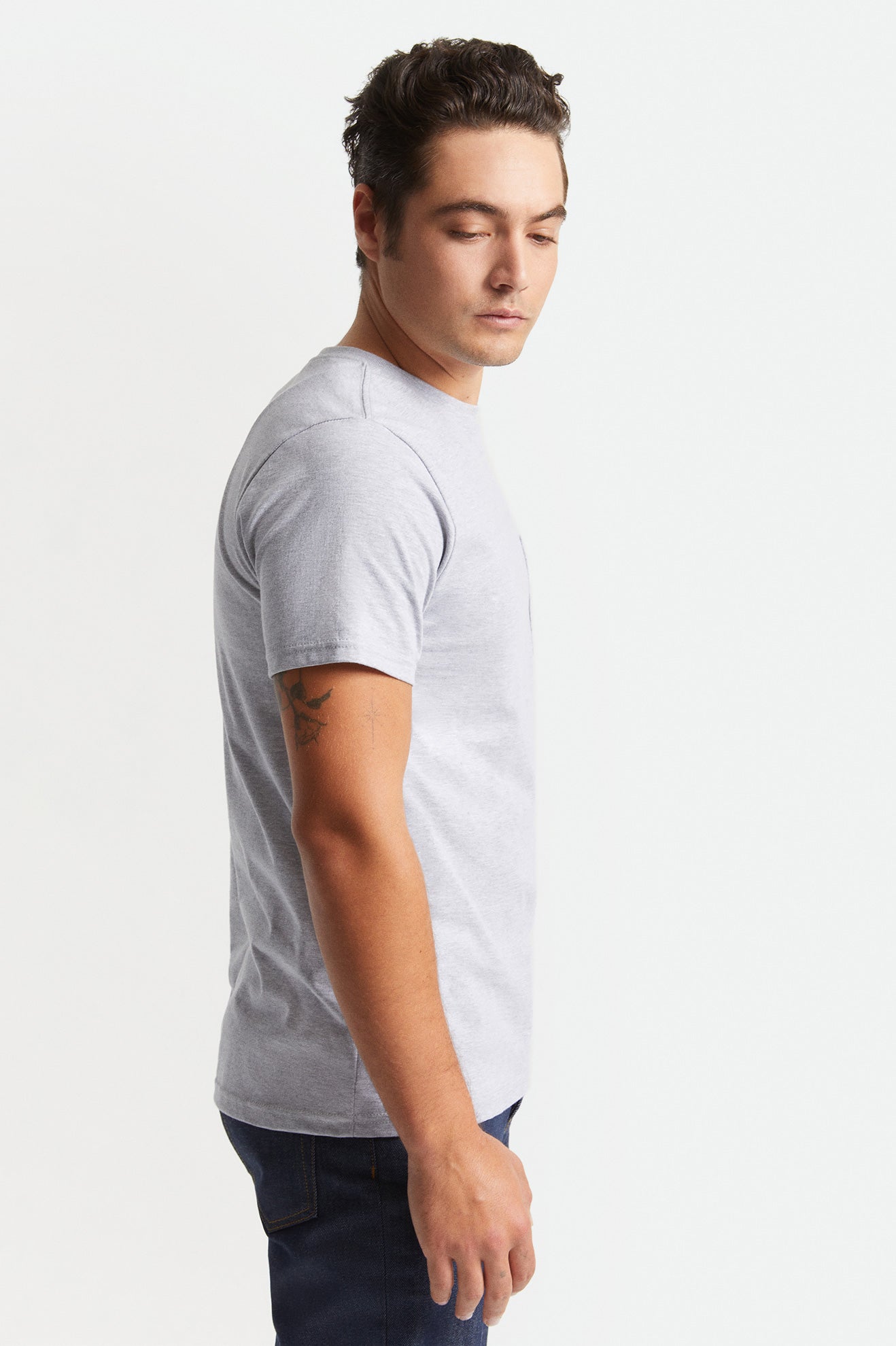 Grey Men's Brixton Basic S/S Pocket Tops | 920715-OQW