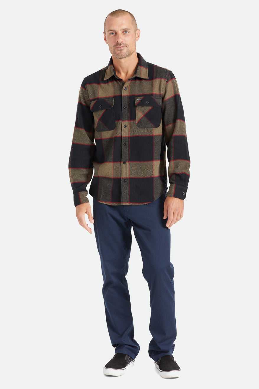 Grey Men's Brixton Bowery L/S Flannels | 130742-DHA