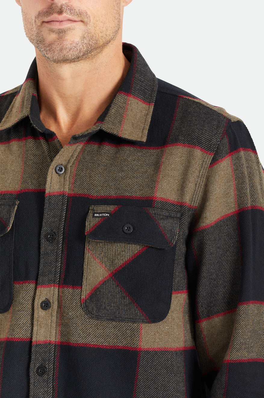 Grey Men's Brixton Bowery L/S Flannels | 130742-DHA